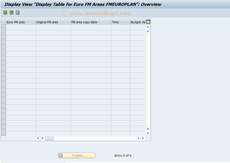 SAP TCode FMEURO3 - Display Euro FM Areas