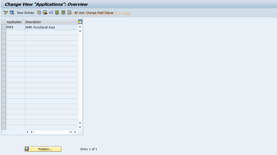 SAP TCode FMFA_0001 - FMFA: Applications