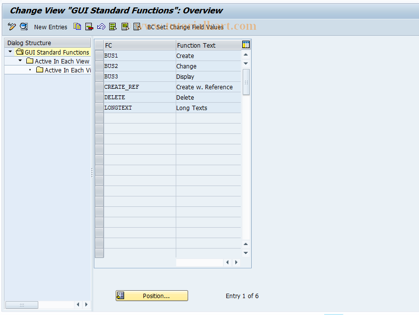 SAP TCode FMFA_0008 - FMFA: GUI Standard Functions