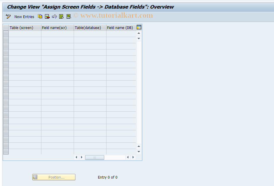 SAP TCode FMFA_0011 - FMFA: Assign Screen Field->DB Field