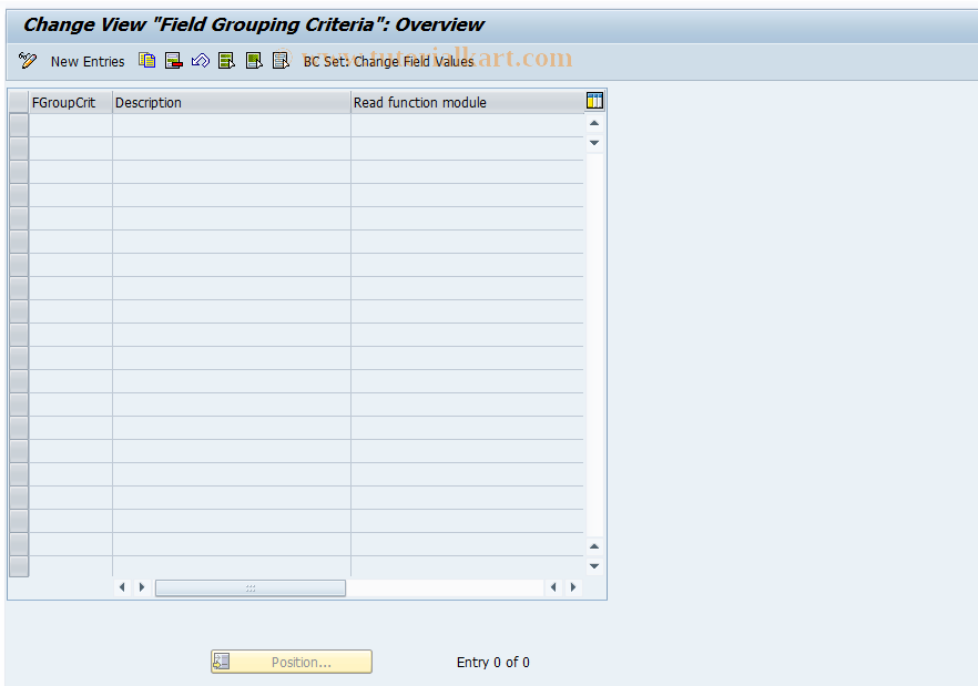 SAP TCode FMFA_0012 - FMFA: Field Grouping Criteria