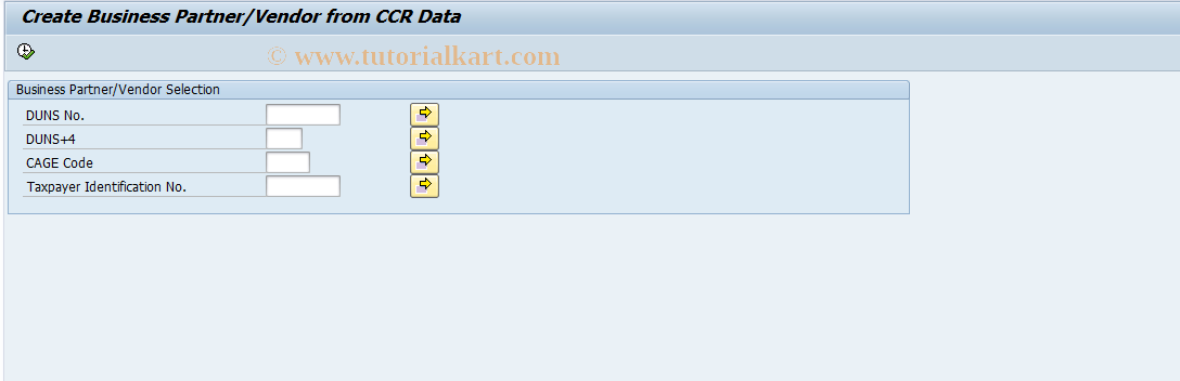 SAP TCode FMFGCCRVENDORCREATE - Create Vendor Master from CCR Data
