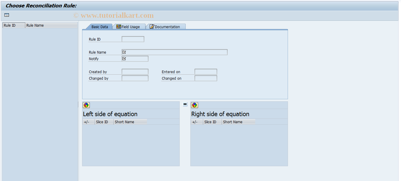 SAP TCode FMFGRCN_DEF_RULE - Reconciliation Rule Definition