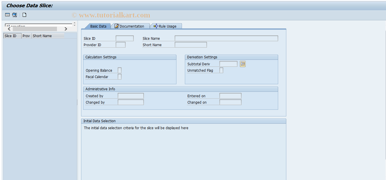 SAP TCode FMFGRCN_DEF_SLICE - Reconciliation Slice Definition