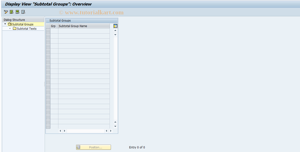 SAP TCode FMFGSUBTOT - Reconciliation Subtotal Texts