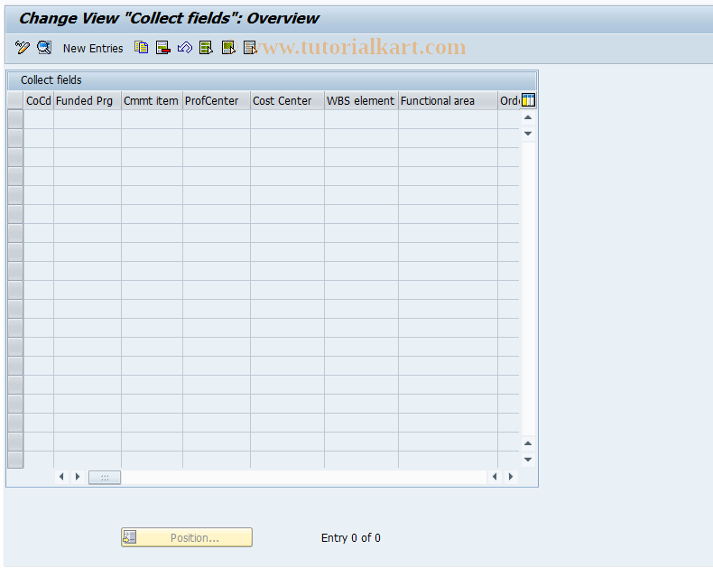 SAP TCode FMFGYEFIELDS - Collected fields year end