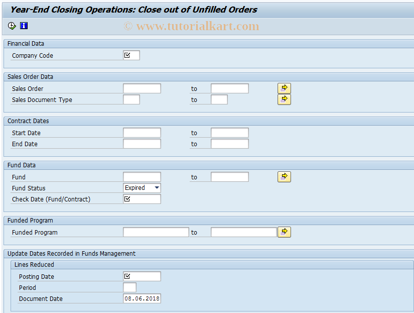 SAP TCode FMFG_ADJUST_SO - Adjust Sales Order