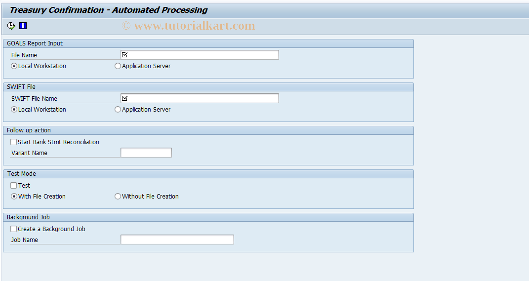 SAP TCode FMFG_AUTO_TC - Treasury Confirmation - Automated