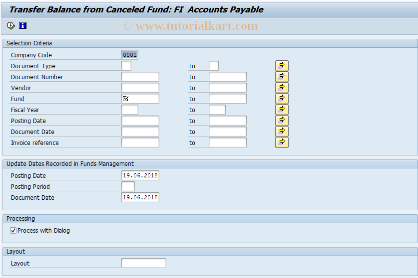 SAP TCode FMFG_CANCELED_AP - Canceled Fund for Account Payable-FI