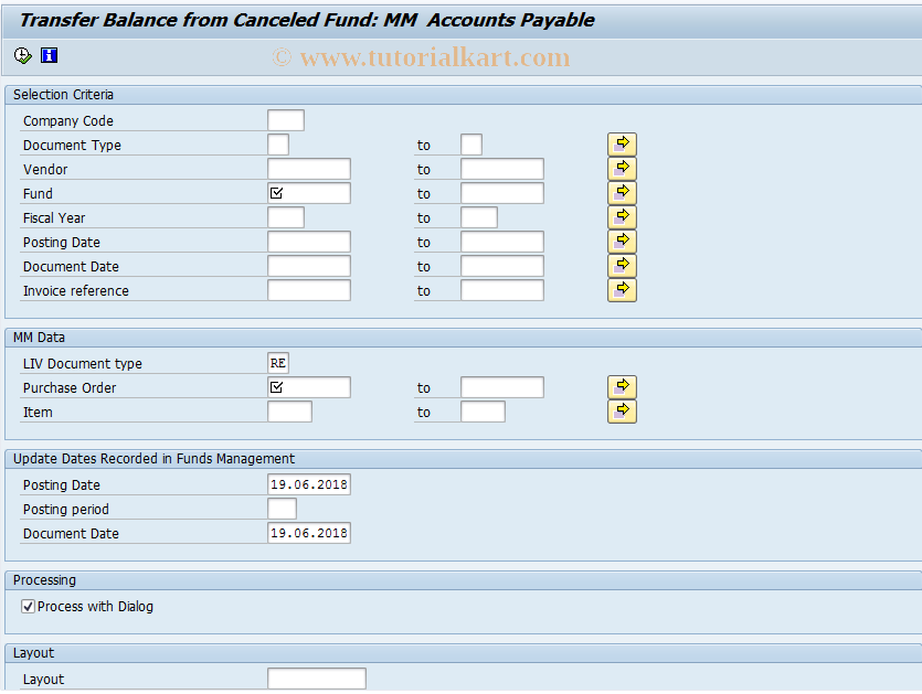 SAP TCode FMFG_CANCELED_AP_MM - Canceled Fund for Account Payable-MM