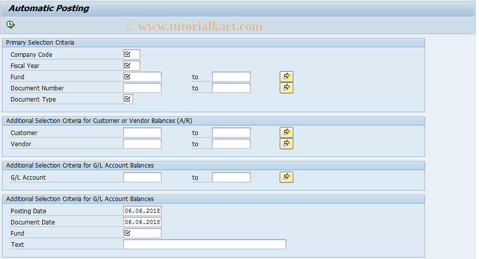 SAP TCode FMFG_CANCEL_FUND - A/R Cancel Fund Automatic Posting