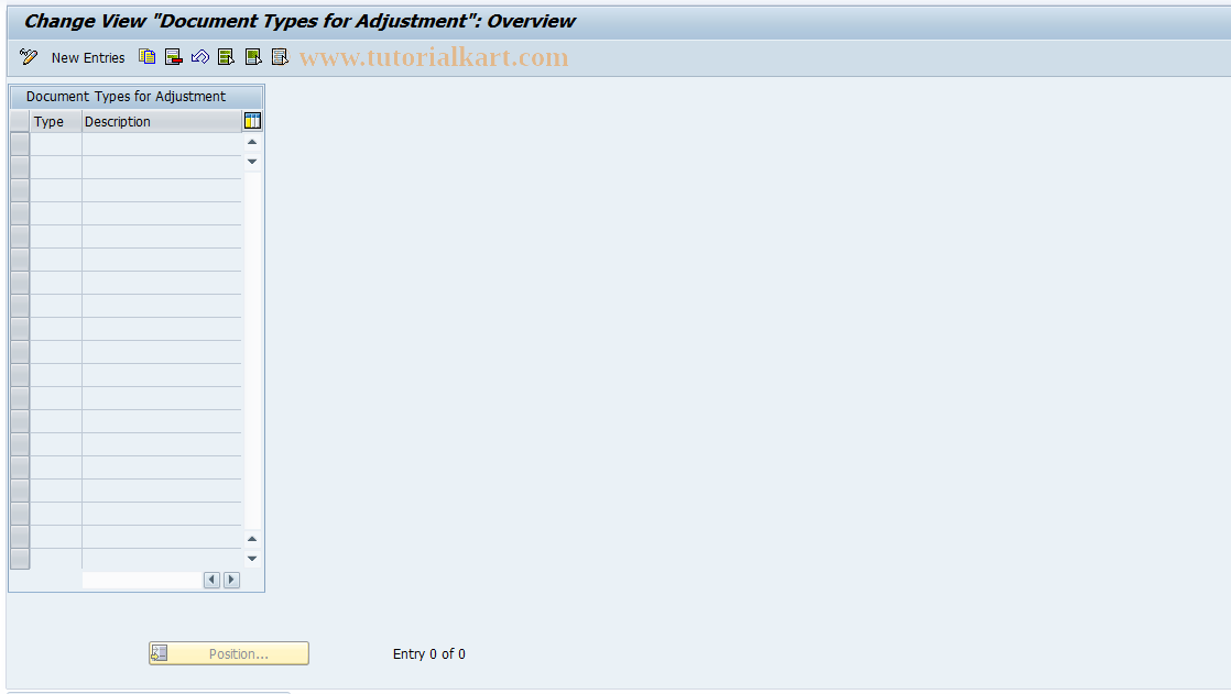 SAP TCode FMFG_DOCT_ADJ - Document types for adjustments