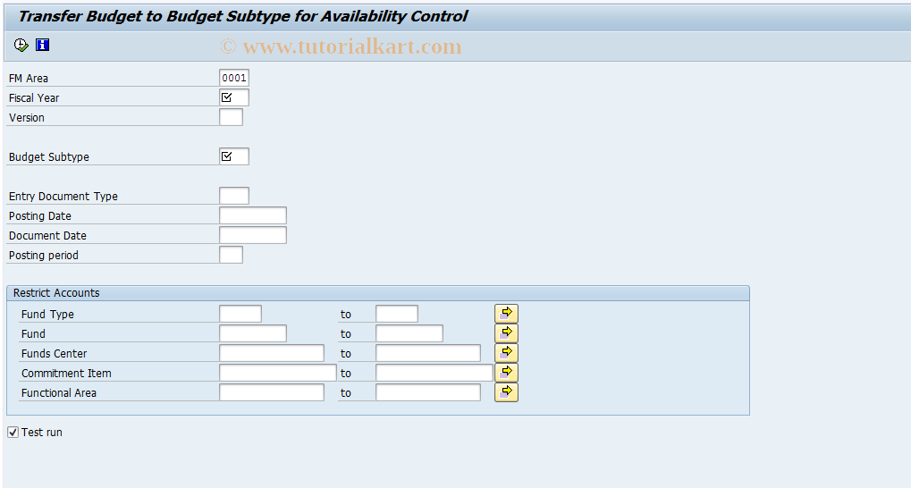 SAP TCode FMFG_E_REL - Release Budget