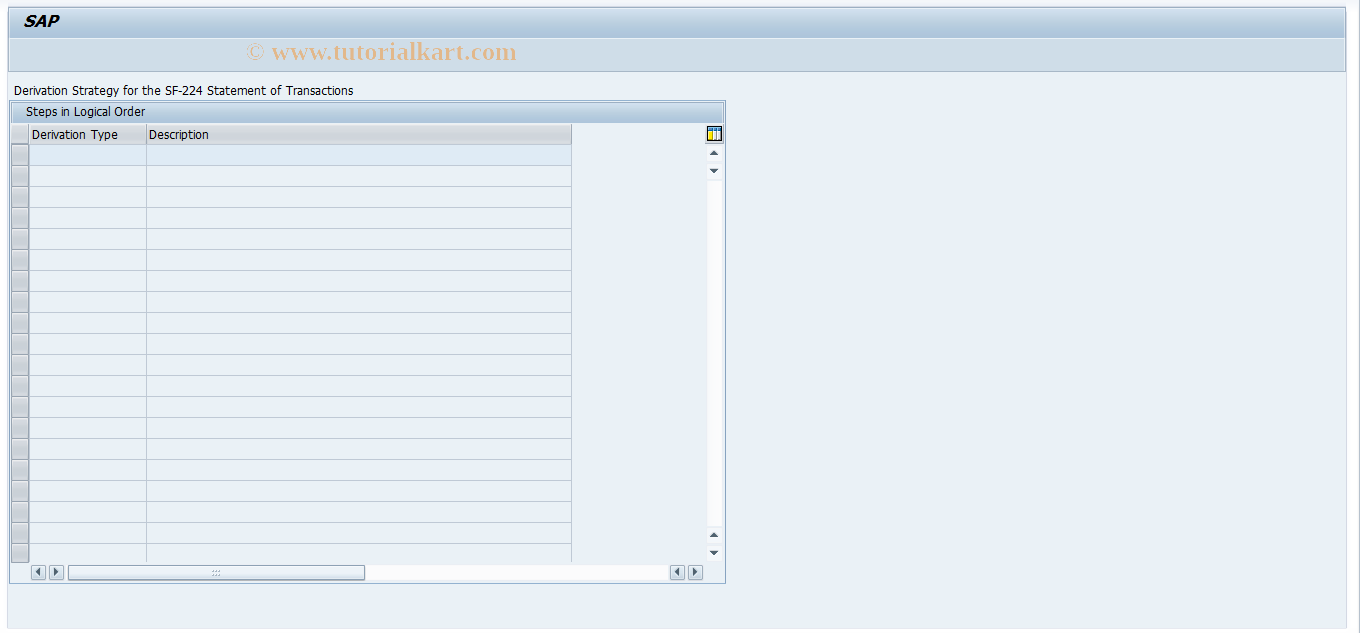 SAP TCode FMFG_E_SF224_DERIVER - SF-224 - Customizing