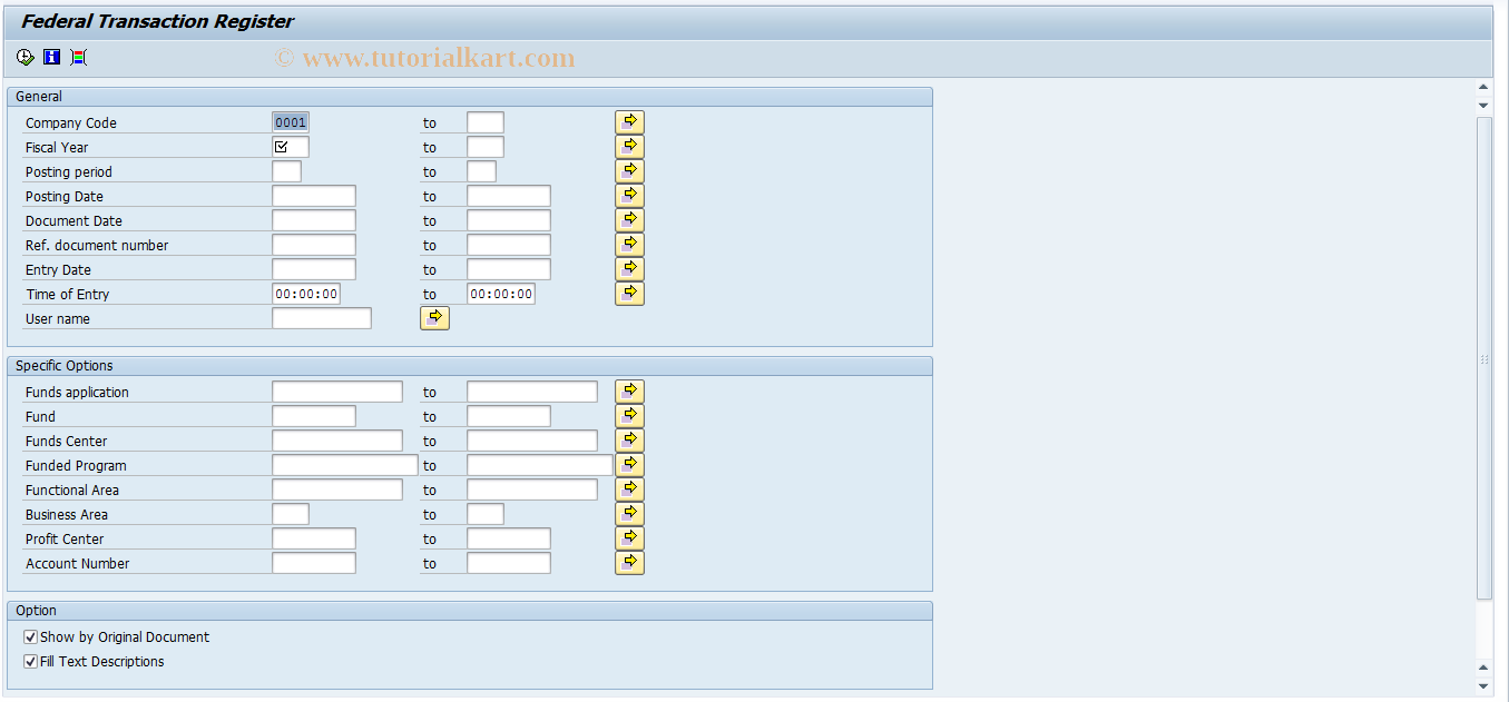 SAP TCode FMFG_E_TRANS_REG - Transaction Register