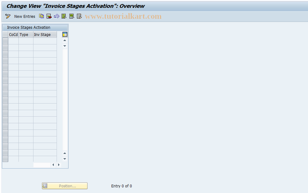 SAP TCode FMFG_INV_STAGES - FMFG: Invoice Stages Activation