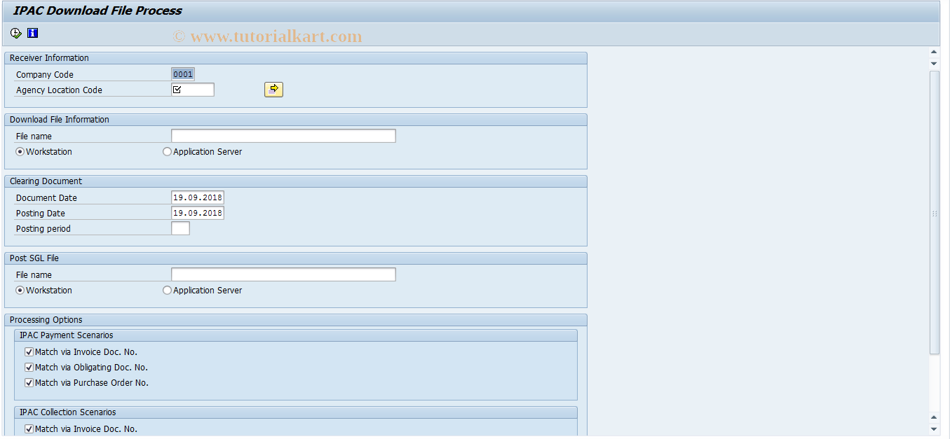 SAP TCode FMFG_IPACED - US Federal IPAC Interface Process