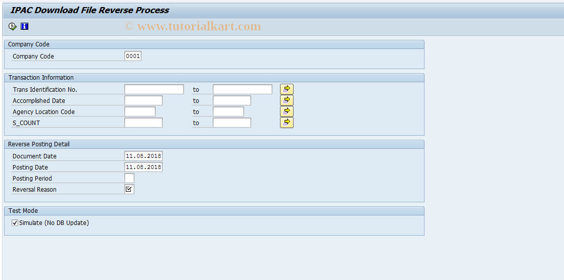 SAP TCode FMFG_IPACED_REVERSE - IPACed Bulk File Confrm. Reverse Pro
