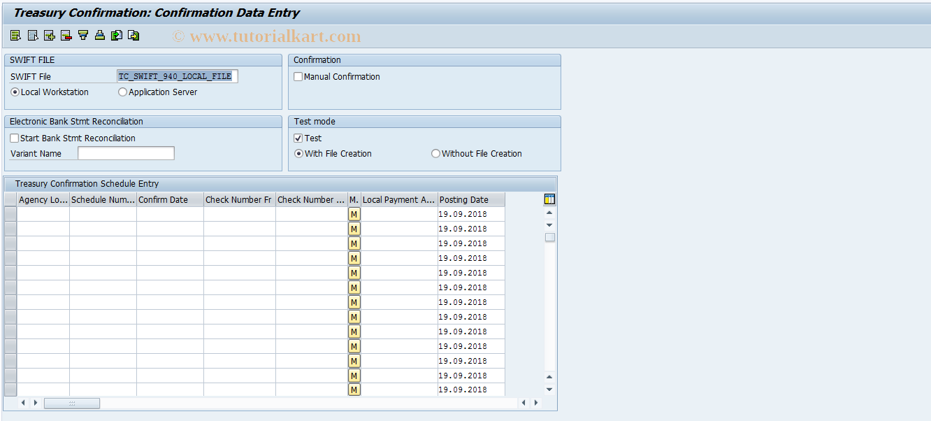 SAP TCode FMFG_MAN_RFC_CONFIRM - Treasury Confirmation