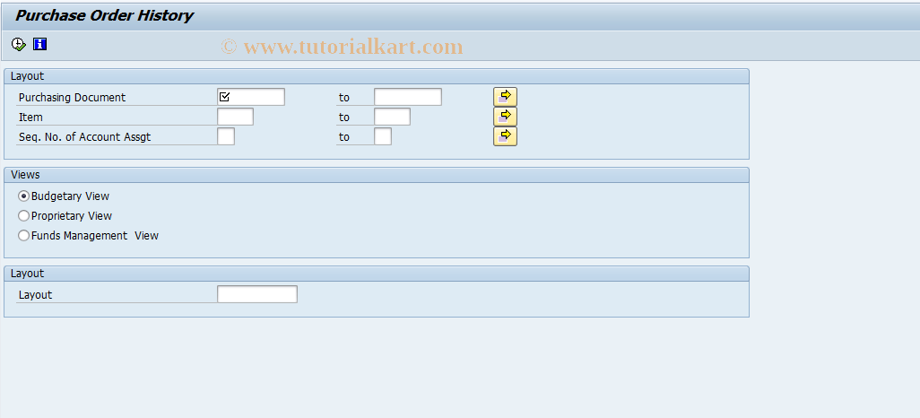 SAP TCode FMFG_PO_HISTORY - Purchase Order History