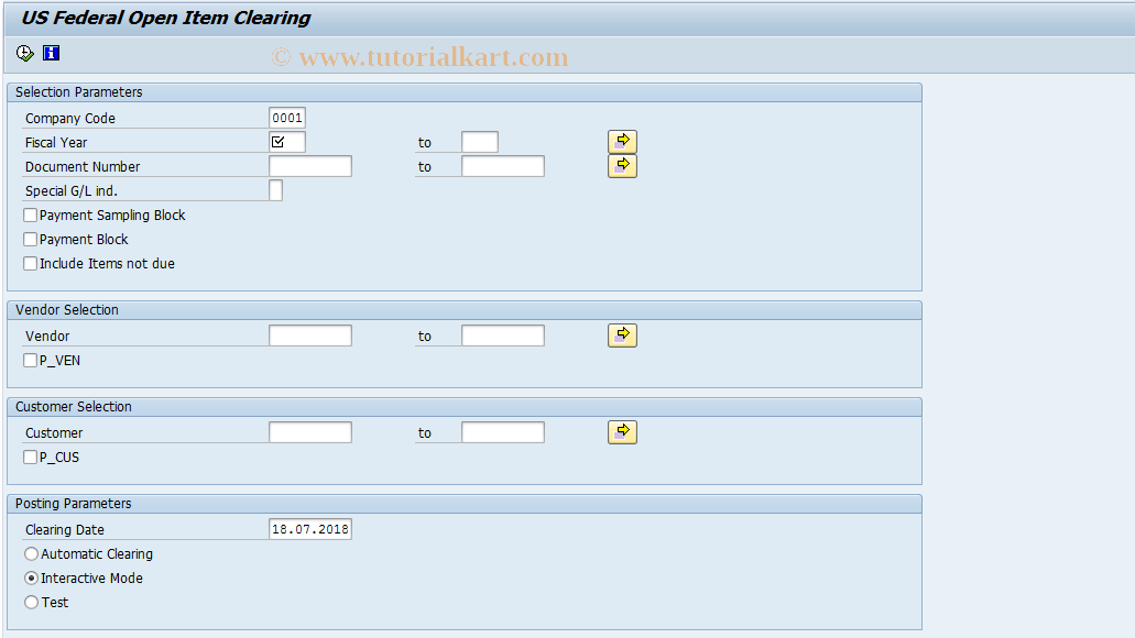 SAP TCode FMFG_PP_CLEAR - Federal Payment Program Clearing