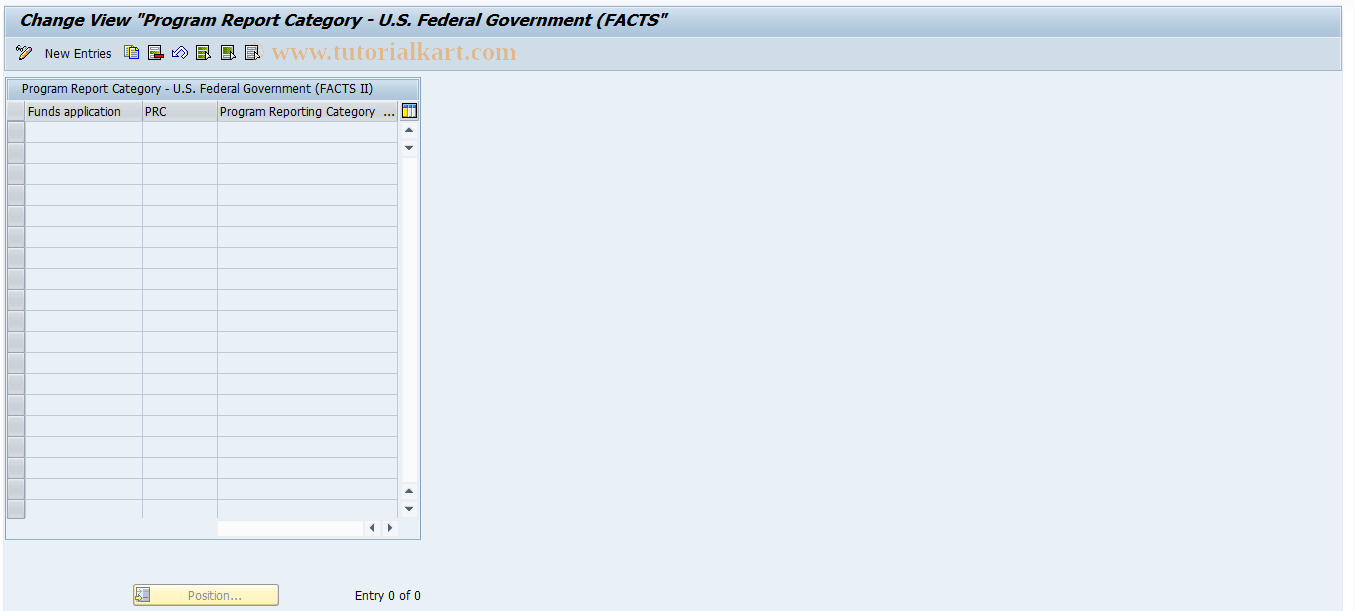 SAP TCode FMFG_PROG_REPT_CODE - Program Report Category - FACTS II