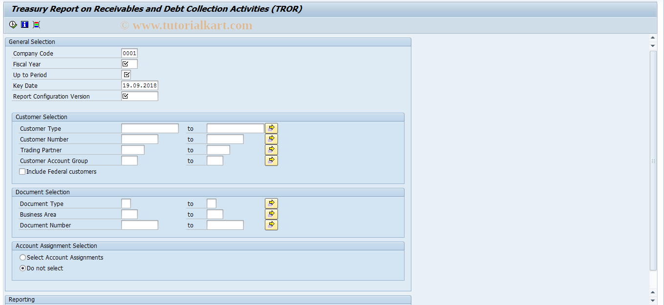 SAP TCode FMFG_RCV - Treasury Report on Receivables