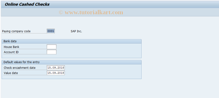 SAP TCode FMFG_SF108_CONFRM - SF1081/80 Confirmation/Cash Check