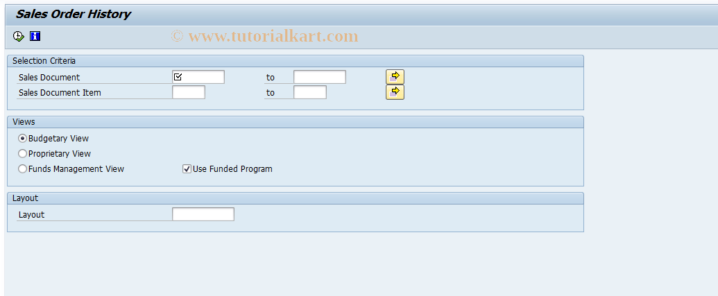 SAP TCode FMFG_SO_HISTORY - Sales Order History