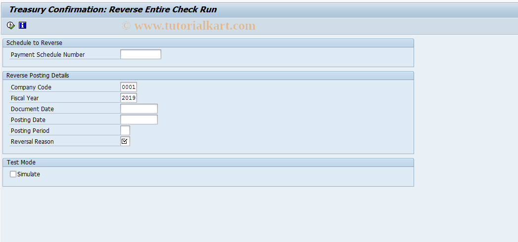 SAP TCode FMFG_TC_REV_SCHEDULE - US Fed. TC Schedule Reversal - Sched