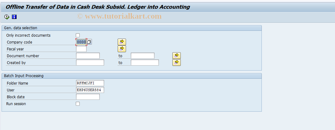 SAP TCode FMFI - Execute program RFFMCJFI