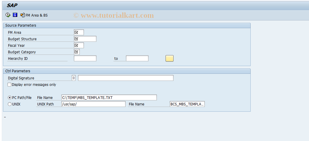 SAP TCode FMHIE_EXPORT - Export Multi Level Budget Structure