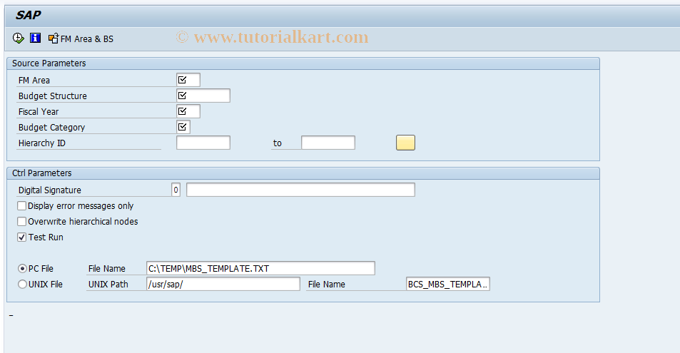 SAP TCode FMHIE_IMPORT - Import Multi Level Budget structure