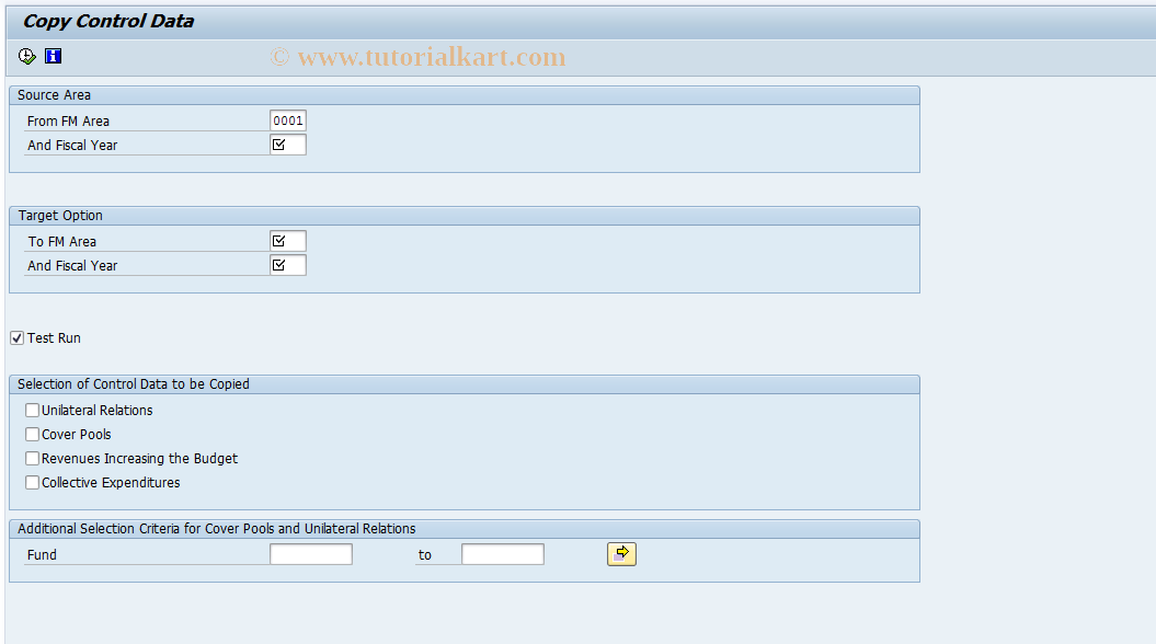 SAP TCode FMHK - Copy Control Data