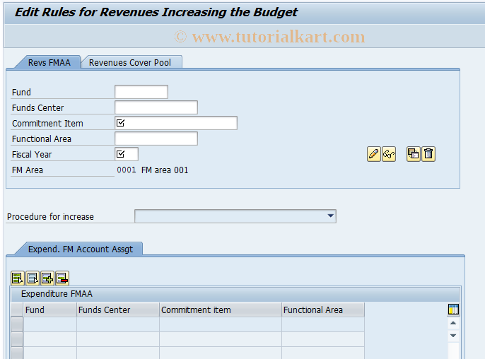 SAP TCode FMIA -  Individual Processing of Revs Increasing Bdgt