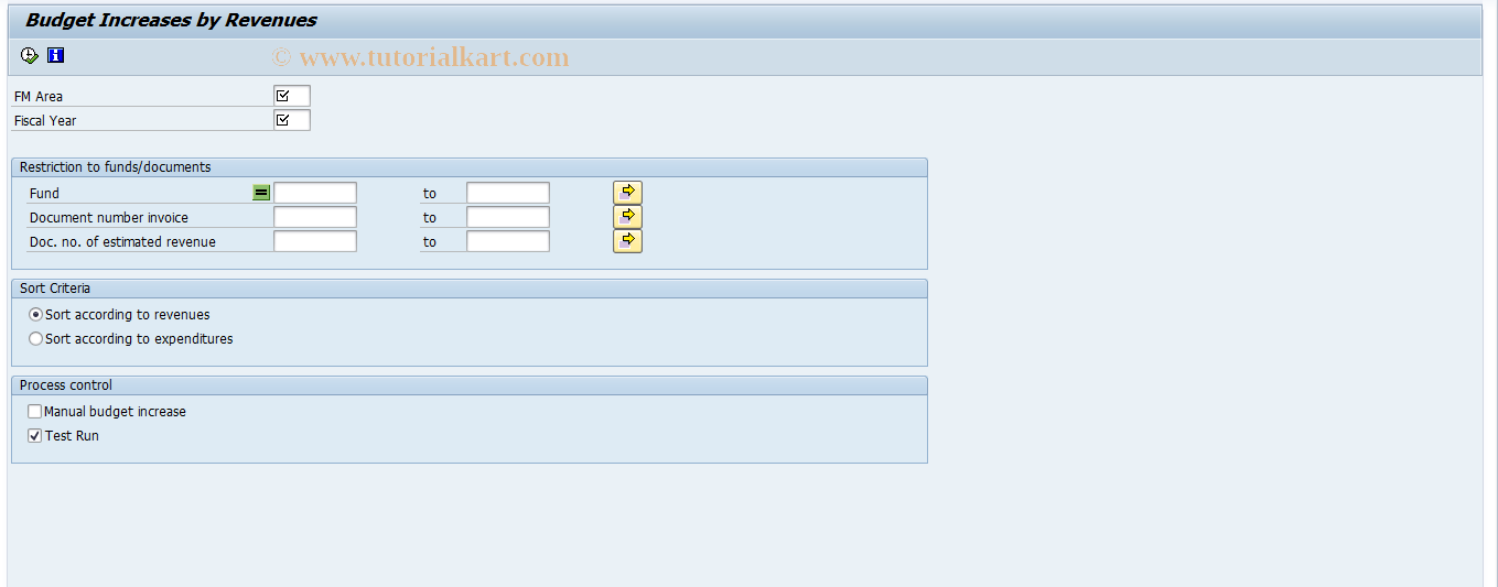 SAP TCode FMIB - Posting Line-Based Budget Increase