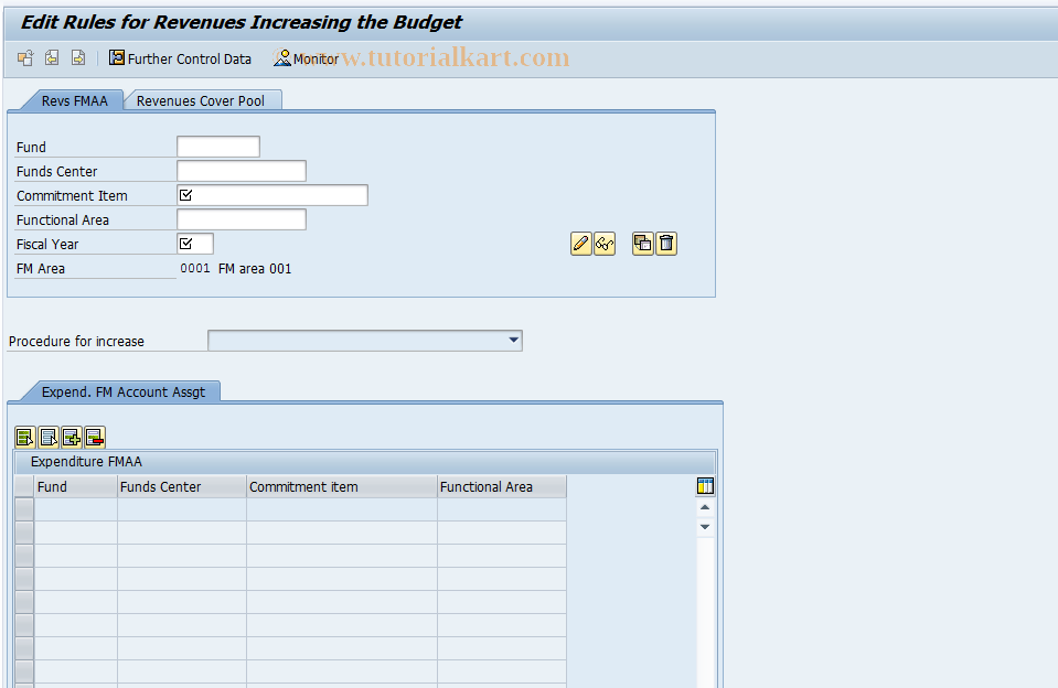 SAP TCode FMIP - Edit Revenues Increasing Bdgt Rules
