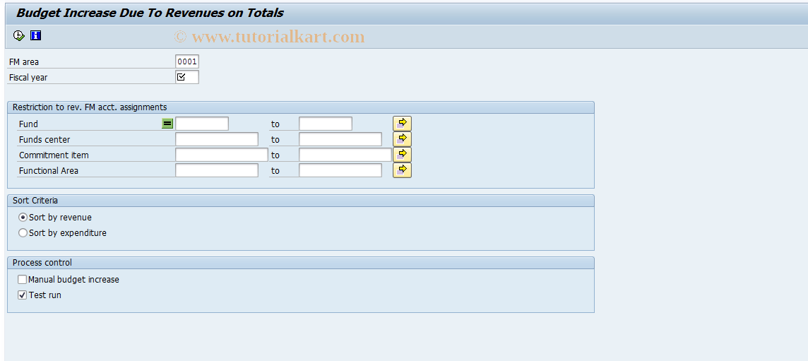 SAP TCode FMIT - Totals-Based Distribution Procedure