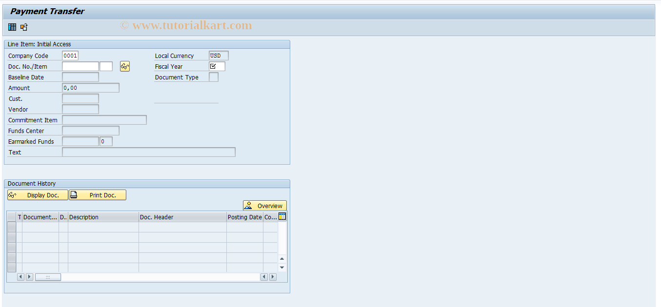 SAP TCode FMITPO - Payment Transfer