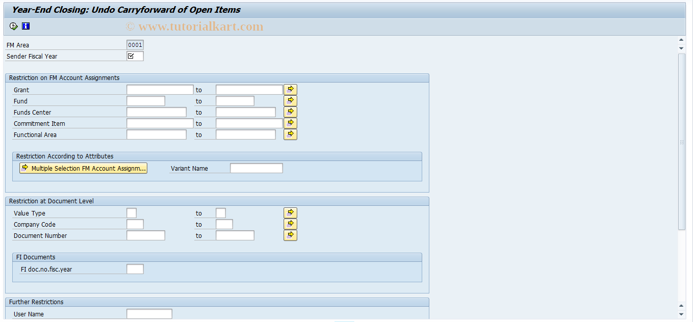 SAP TCode FMJ3 - Reverse Commitments Carryforward