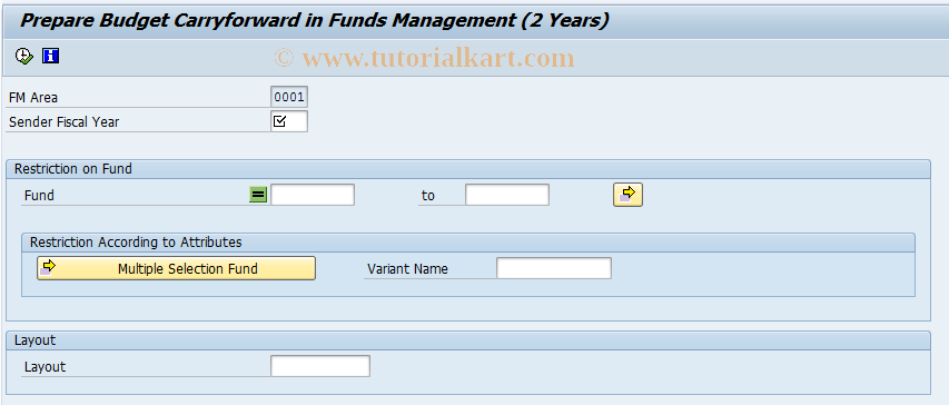 SAP TCode FMJA - Budget Year-End Closing: Prepare