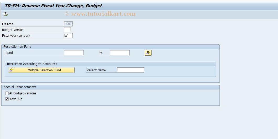 SAP TCode FMJD - Reverse Fiscal Year Close: Budget