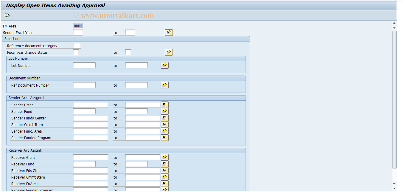 SAP TCode FMJ_DISP - Display Cmmt Carryforward Approval