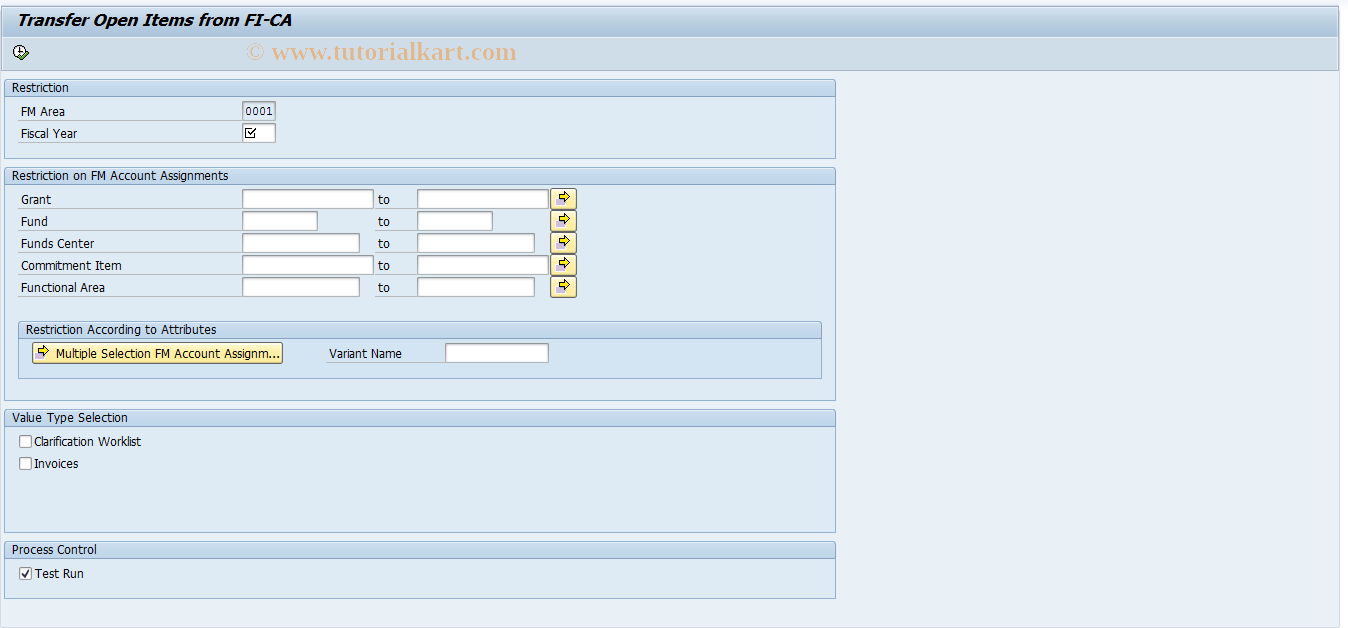 SAP TCode FMJ_FICA - Transfer Open Items from FI-CA