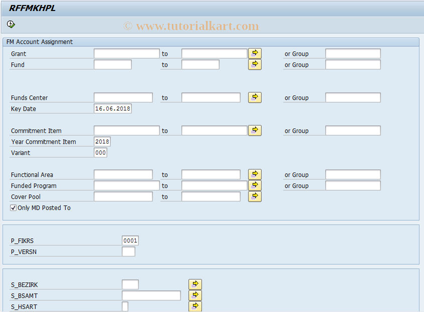 SAP TCode FMKO_RFFMKHPL - Budget plan