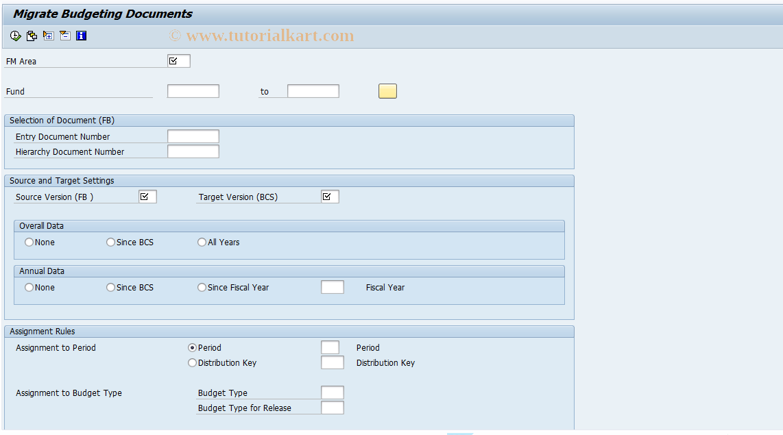 SAP TCode FMKUMIGDOC - Migrate FB Documents to BCS