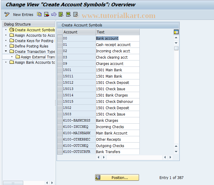 SAP TCode FMLGD_H_ELKO - Basic Settings Elctr. Bank Statement