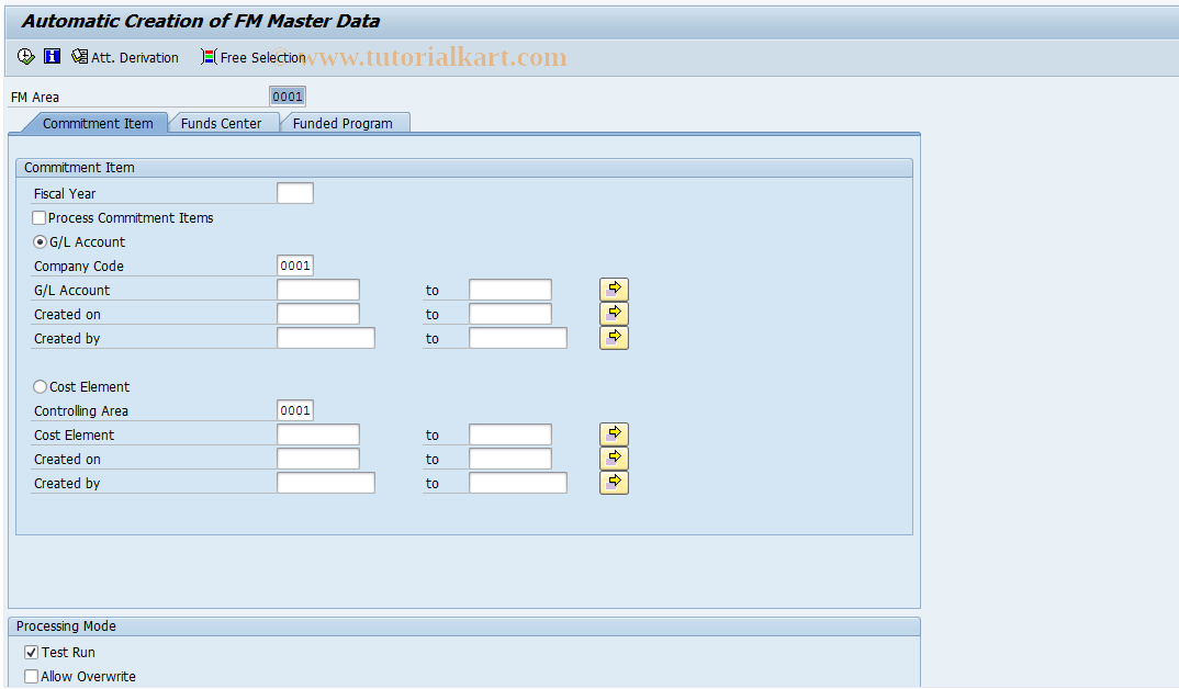 SAP TCode FMMDAUTO - FM: Auto. Creation of Master Data