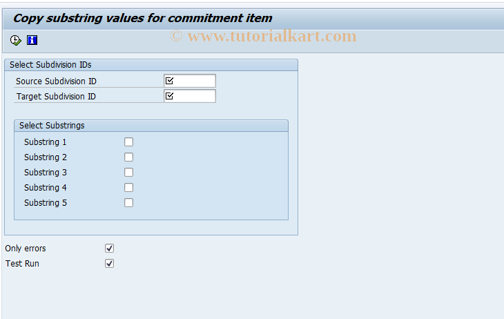 SAP TCode FMMDCICOPY - Copy commitment item substrings