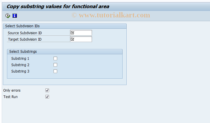 SAP TCode FMMDFNCOPY - Copy functional area substrings